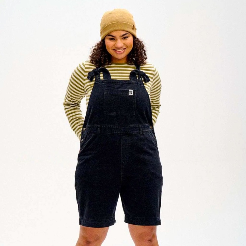 NWT Lucy & Yak Black Jean Dungaree/Overall Shorts